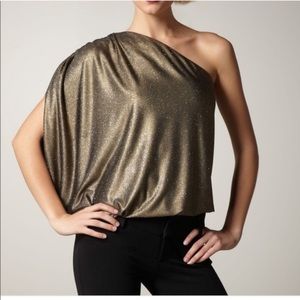 Alice + Olivia “HANNAH” one shoulder gold top